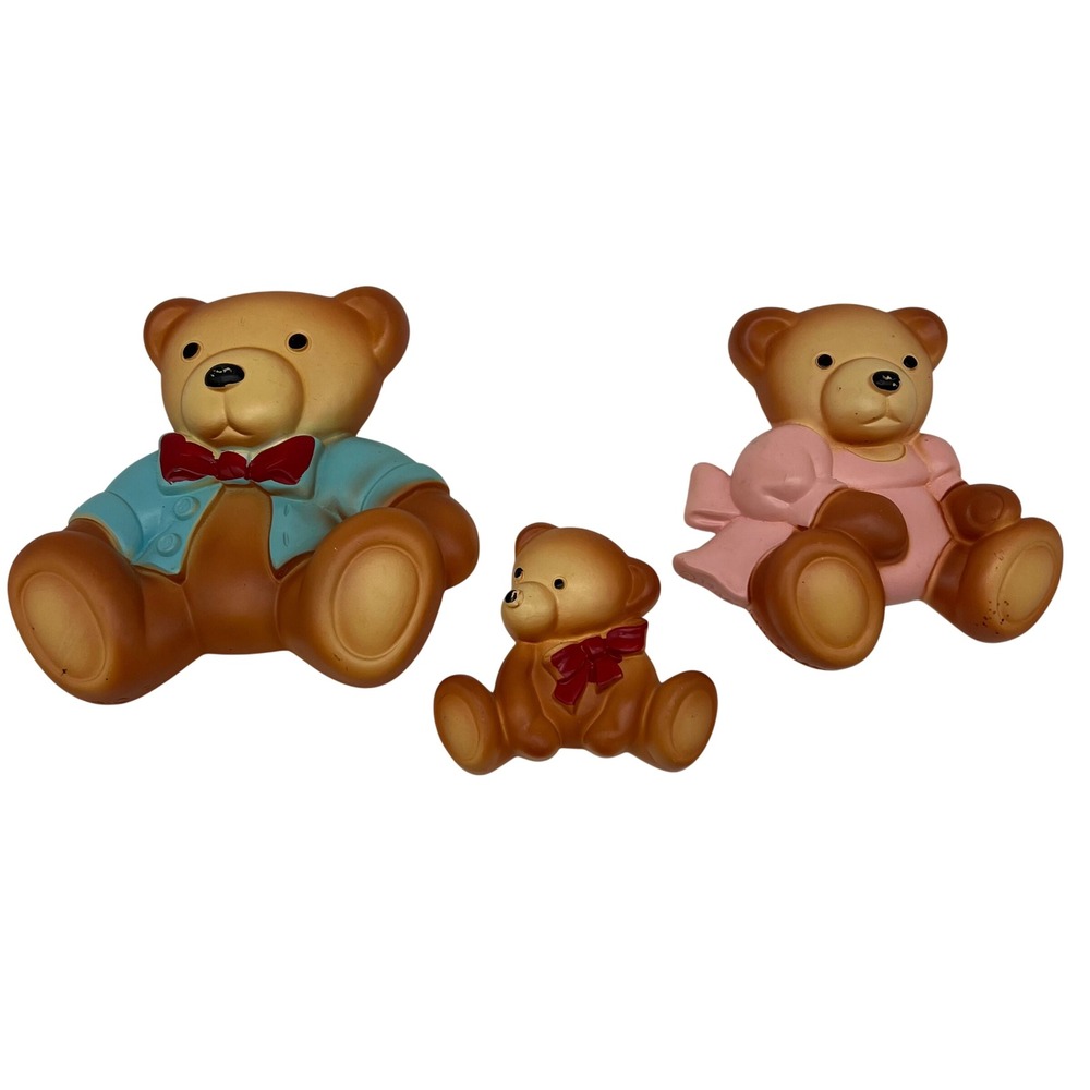 VTG 1984 Miller Studio Chalkware Teddy Bear Wall Plaque Set 3 Retro Nursery